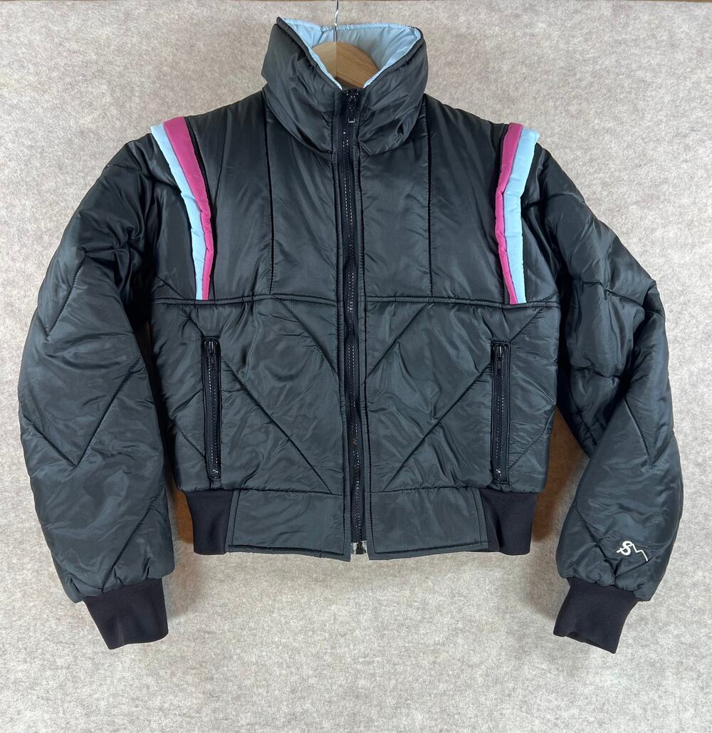 Vintage 80s Sunshine Mountain Womens Puffer Ski Jacket Colorblock Bomber Size M